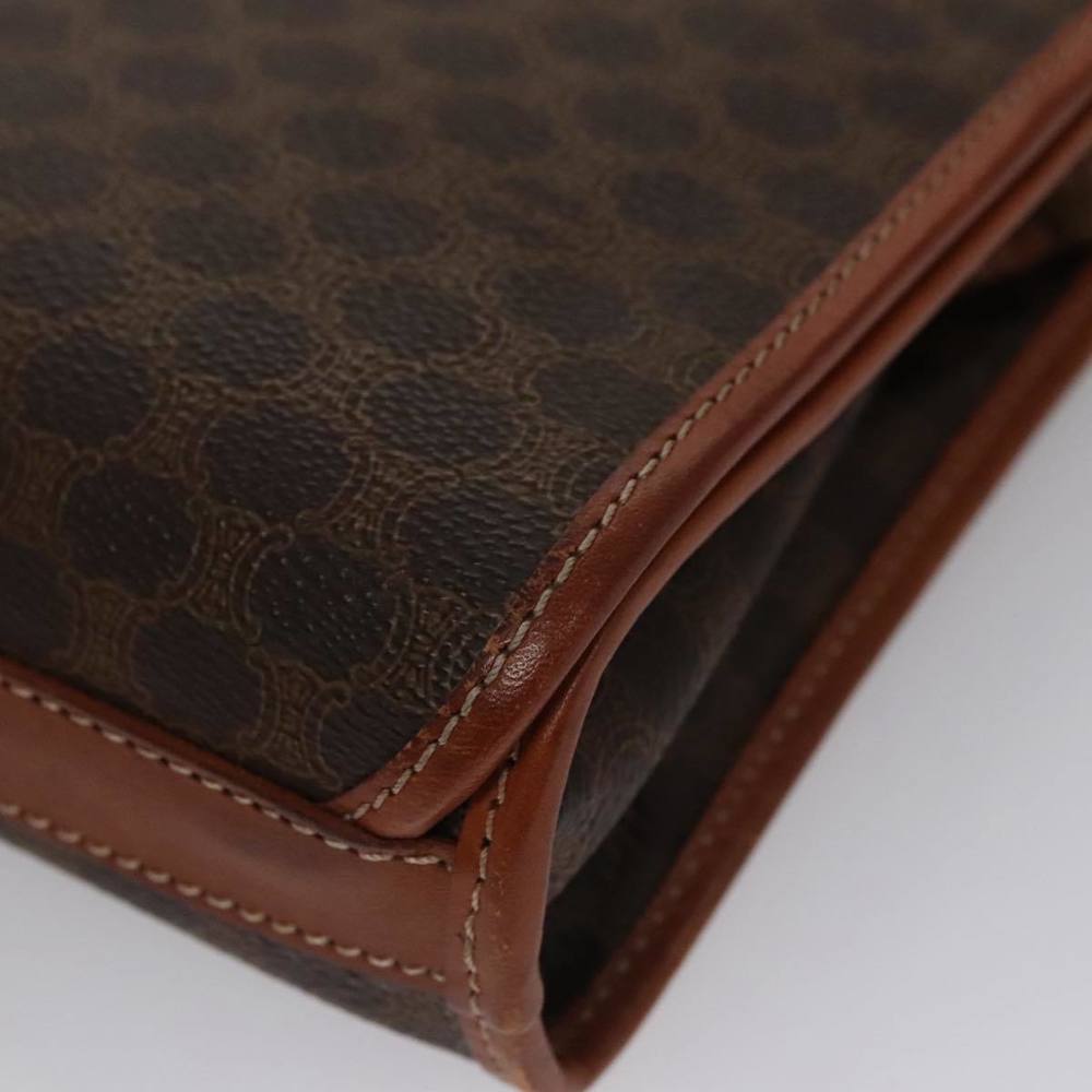 CELINE Macadam Canvas Clutch Bag PVC Leather Brown Gold Auth 106871 - Picture 7 of 16